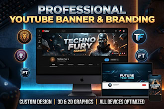 professional youtube banner, logo, and channel art