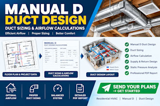 provide manual d hvac duct design, sizing and airflow calculations