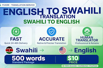 translate swahili to english professionally