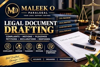 draft legal documents, pleadings, motions, complaints and petitions