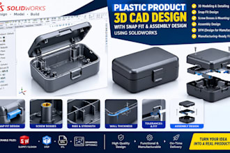 plastic product 3d cad design with snap fit and assembly design using solidworks