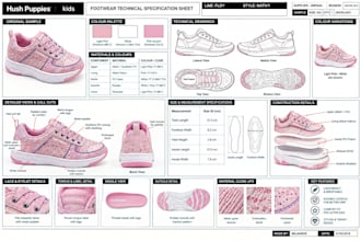 design a children shoe tech pack for factory production