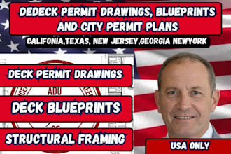 be your civil engineer for dedeck permit drawings, blueprints, city permit plans