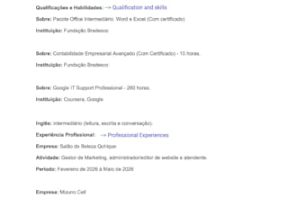 create a professional resume or CV