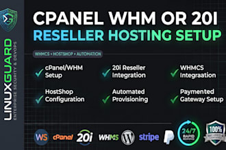 setup cpanel whm or 20i reseller hosting with whmcs or hostshop
