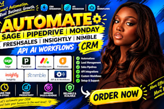 automate sage pipedrive monday freshsales insightly nimble CRM API ai workflows