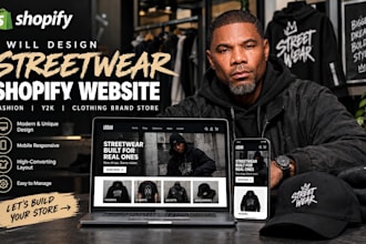 design streetwear shopify website, fashion, y2k, clothing brand store