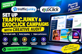 set up trafficjunky and exoclick campaigns with creative audit