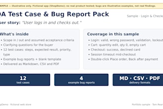 write test cases and manually test your app feature with bug reports