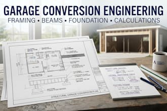 garage conversion structural plans, framing, beam and foundation calculations