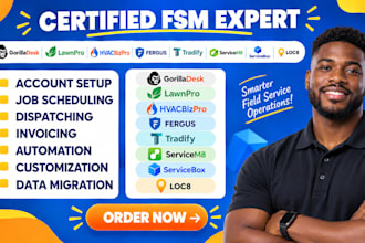 setup gorilliadesk lawnpro hvacbizpro fergus tradify  servicem8 servicebox loc8