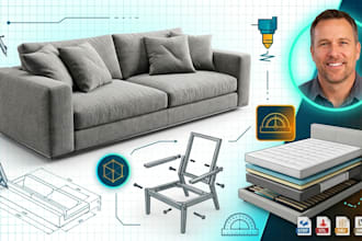 do 3d model furniture, 3d rendering bed, sofa, chair with technical drawings