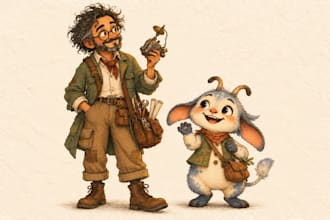 draw custom character design and character illustration