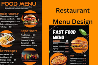 design food menu, cafe and coffee, bars and pubs, salon and spa