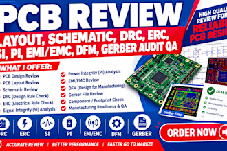 do pcb review, layout, schematic, drc, erc, si, pi, emi emc, dfm gerber audit QA