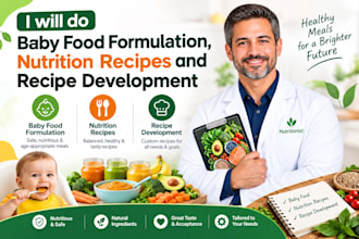 create baby food formulation, nutrition recipes and recipe development