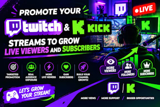 promote your twitch and kick streams to grow live viewers and subscribers