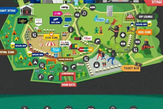design custom festival map, event map, vector map, isometric map