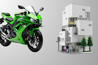 design a custom lego moc technic car  bikes house and minifigure