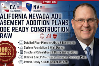 review california nevada adu basement addition plan code ready construction draw