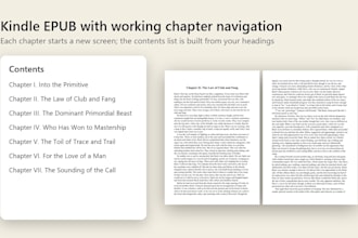 convert your word manuscript into a clean kindle epub with chapter navigation