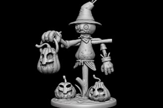 create custom halloween themed models,spooky and horror toys, stl, sketch to 3d