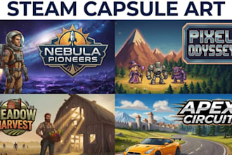 create steam capsule art game poster banner and game art illustration