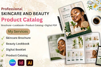 design skincare product brochure, cosmetic catalog, beauty product lookbook