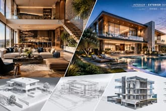 do interior exterior design sketchup rhino revit 3d modeling realistic render