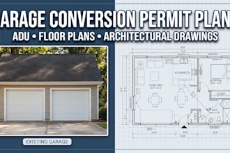 create garage conversion permit plan and architectutral drawings