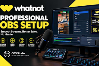 setup professional whatnot vertical with obs stream for gaming