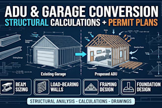 adu permit plans for garage conversion and structural framing