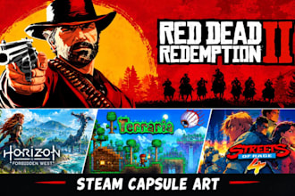 create steam capsule art steam page cover game banner and game art illustration