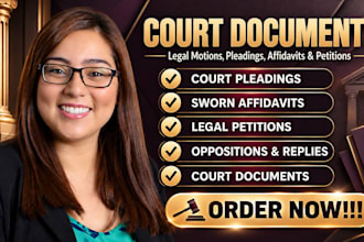 draft legal motions pleadings affidavits petitions and court documents