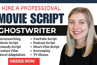 ghostwrite fiction nonfiction cinematic movie script screenplay film script play