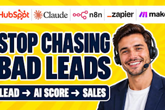 automate hubspot ai lead scoring claude n8n zapier make workflows