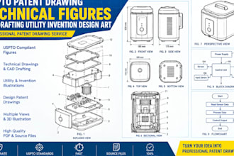 uspto patent drawing technical figures cad drafting utility invention design art