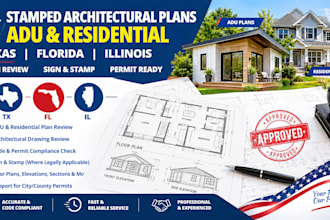 provide stamped architectural texas florida illinois adu and residential plans