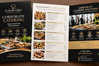 design catering menu, corporate catering brochure and food service menu