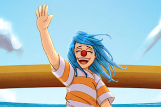 draw your character as a smiling child on the high seas ych