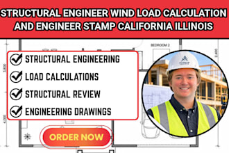 structural engineer wind load calculation and engineer stamp california illinois