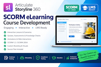 develop scorm elearning courses in articulate storyline and rise 360