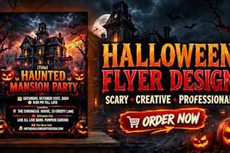 create a spooky halloween flyer, banner, or social media ads in 5 hours
