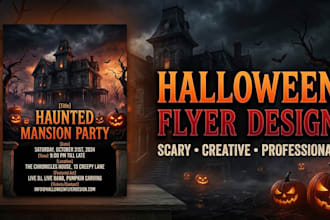 create a spooky halloween flyer, banner, or social media ad