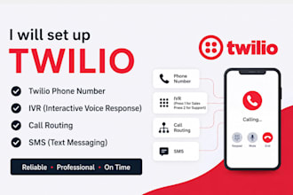 set up twilio phone number, IVR, call routing and SMS