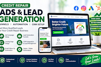 set up credit repair ads for credit repair leads generation, funnel, automation