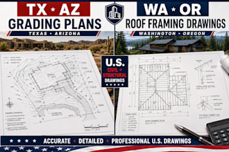 create tx az grading plans and wa or roof framing drawings