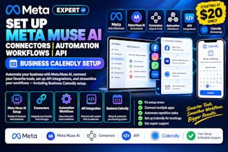 set up meta muse ai connectors automation workflows API business calendy setup
