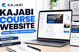 do kajabi online course website with lessons modules student portal landing page