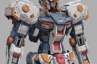 draw mecha robot,armor,gundam in anime or realism style